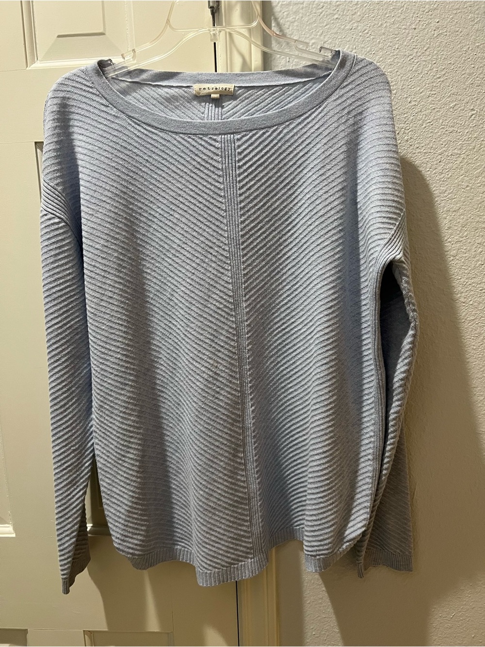Retrology Light Grey Textured Crewneck Sweater Size Large